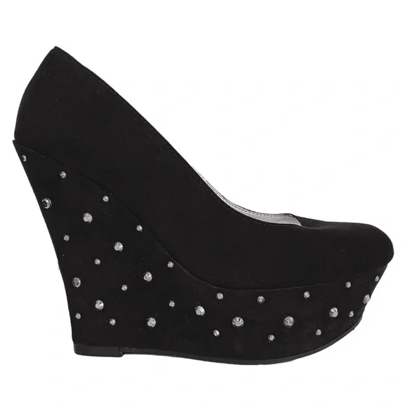 Suede and Rhinestones Platform Shoes - Picture 2 of 10